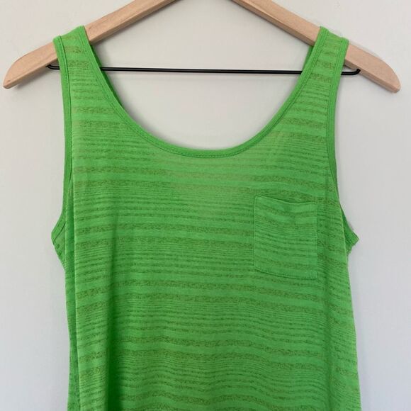 Tea N Rose Large Neon Lime Green Asymmetrical Long Burnout Tank Beach Coverup - Picture 2 of 6
